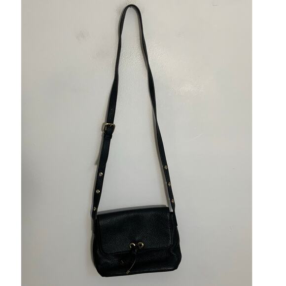 Talbots Small Black‎ Pebbled Leather Gold Hardware Crossbody Shoulder Bag - Picture 1 of 9